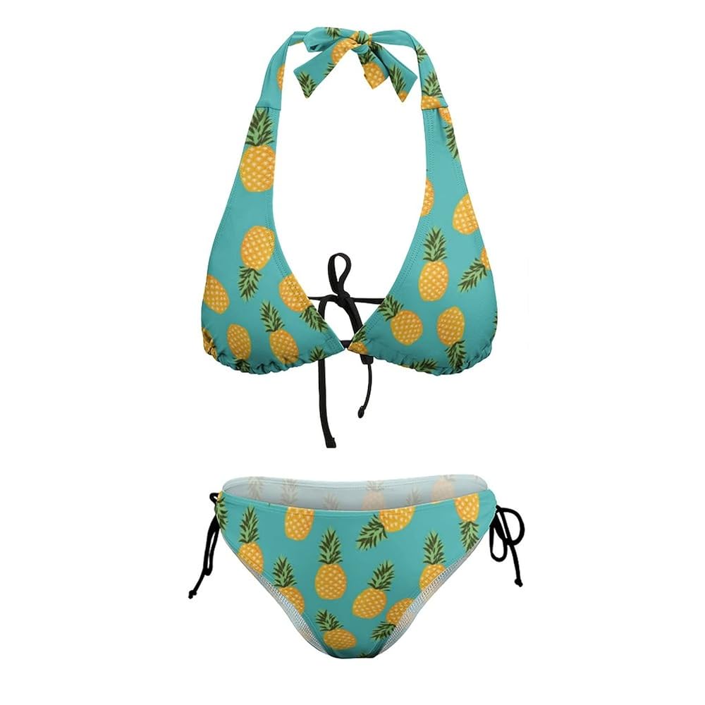 Amazon.com: Homokoir Women's Pineapple Print Swimsuit Tie