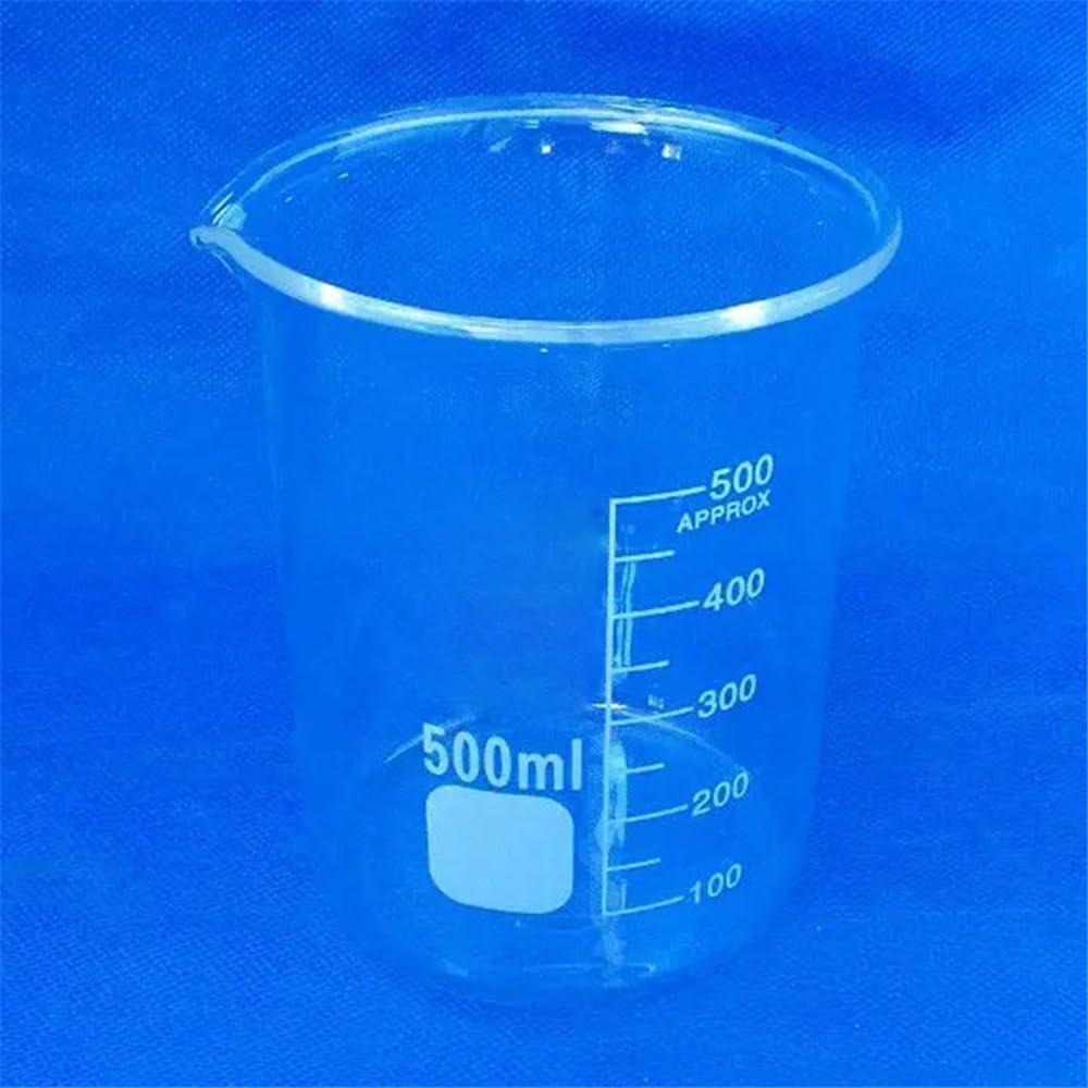 Vetreria da laboratorio Set da 5 pezzi da 50, 100, 250, 500, 1000 ml, becher in vetro borosilicato trasparente da laboratorio a forma bassa