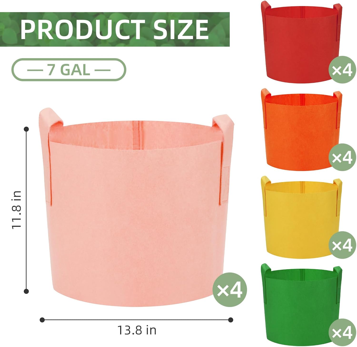 20 Pack 7 Gallon Grow Bags, Colorful Potato Plant Grow Bags with Handles, Nonwoven Fabric Garden Pots for Vegetable Fruit Flowers Herbs Tomato Potato Growing (7 Gal)