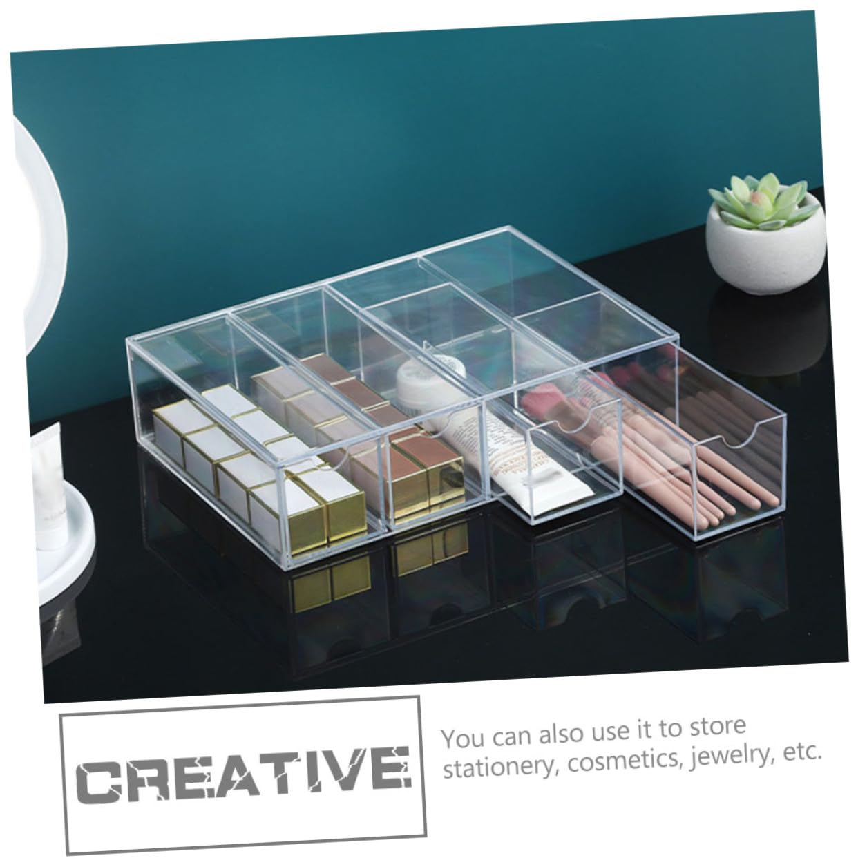 Estuche para Gafas de Sol y Graduadas de Acrílico Transparente Caja de Almacenamiento Multicapa 4 Cajones Set de 2 Unidades Organizador Compacto para Hogar y Ópticas