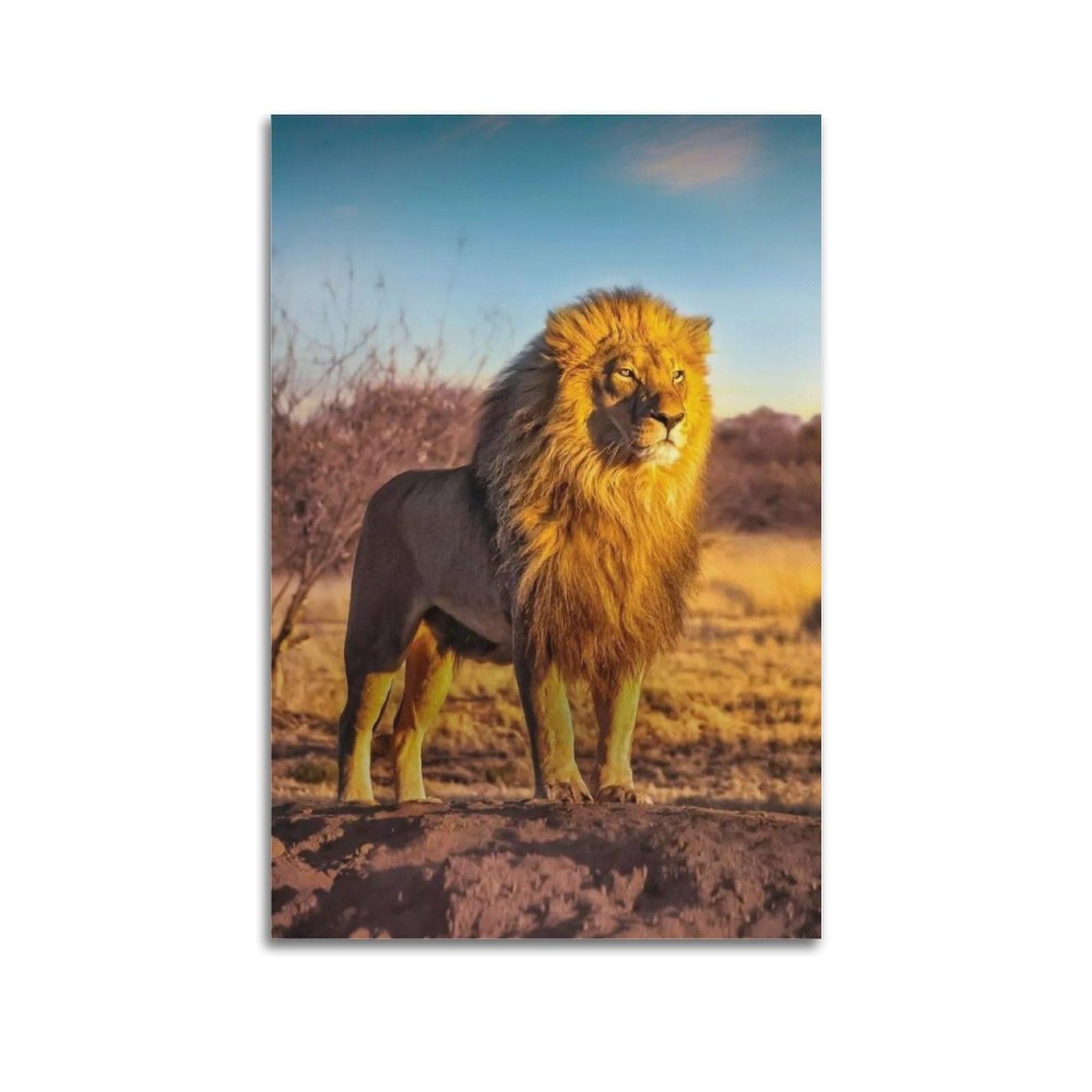Xkuga Boys Unframe-Style African Lion Poster Portrait Wildlife Savannah King Roaring Modern Decorative Canvas Prints - Ideal Wall Art For Family, Man Cave, Game Room, & Girls Bedroom 24X36inch(60X90cm)