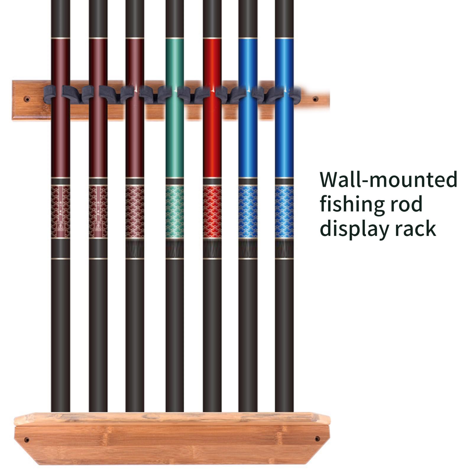 Supporto verticale per canna da pesca a parete in legno, per organizzare 7/10 canne da pesca e attrezzature in legno