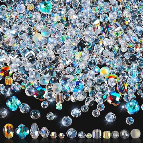 636pcs Glass Beads for Jewellery Making AB Colour Crystal Beads Faceted Craft Bead for DIY Bracelets Necklaces Christmas Birthday Gifts