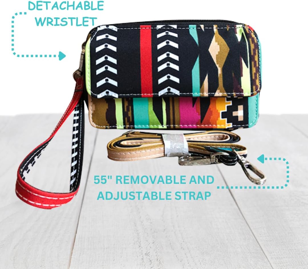 NGIL Canvas All in One Wallet, Wallet, Women Wallet, Wristlet Wallet, Zippered Wallet for Women (Desert Serape-Black)