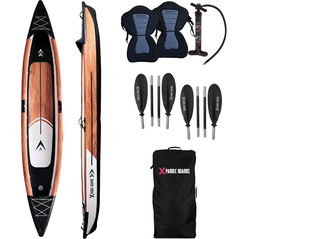 Canoa Kayak Inflable 2 plazas Dropstitch 470 x 80 x 42 cm K-Black