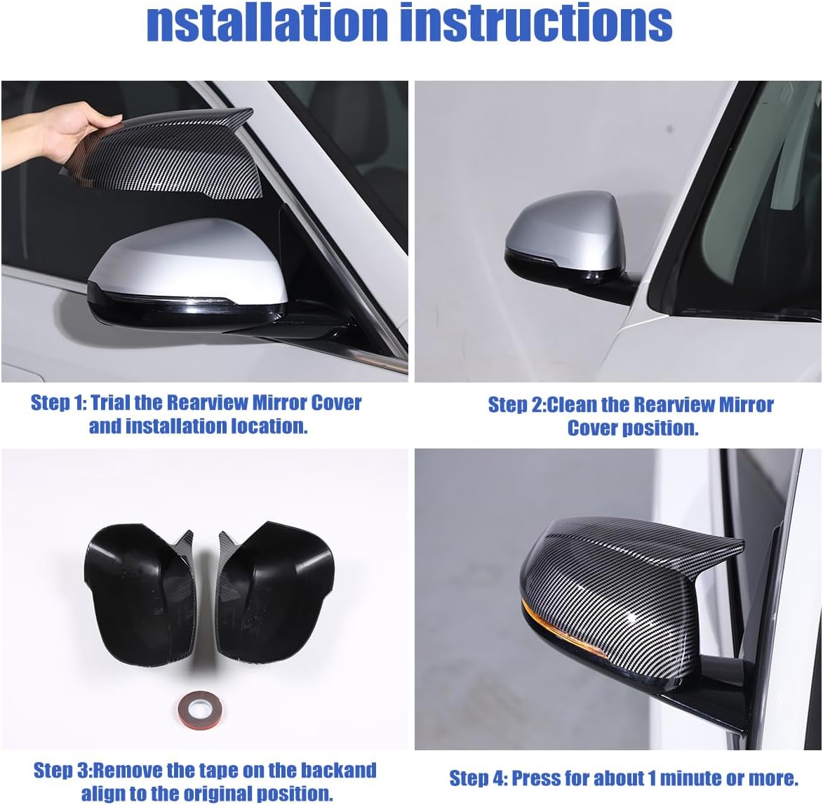 Side Mirror Cover Trim Carbon Fiber Rearview Mirror Cover Decoration Accessories Compatible with BMW X1 U11 2023-2024 Car Exterior Door Side Rear View Mirror Protector Cover (Carbon Fiber)
