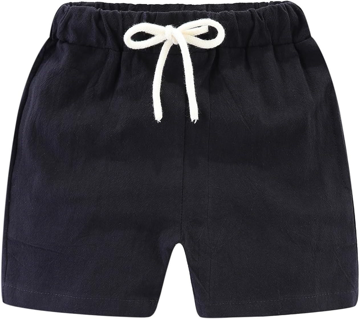 Mud Kingdom テクスチャード加工ボーイズリネンショーツ サイドシームポケット ドローストリング付き 軽量 2-8歳