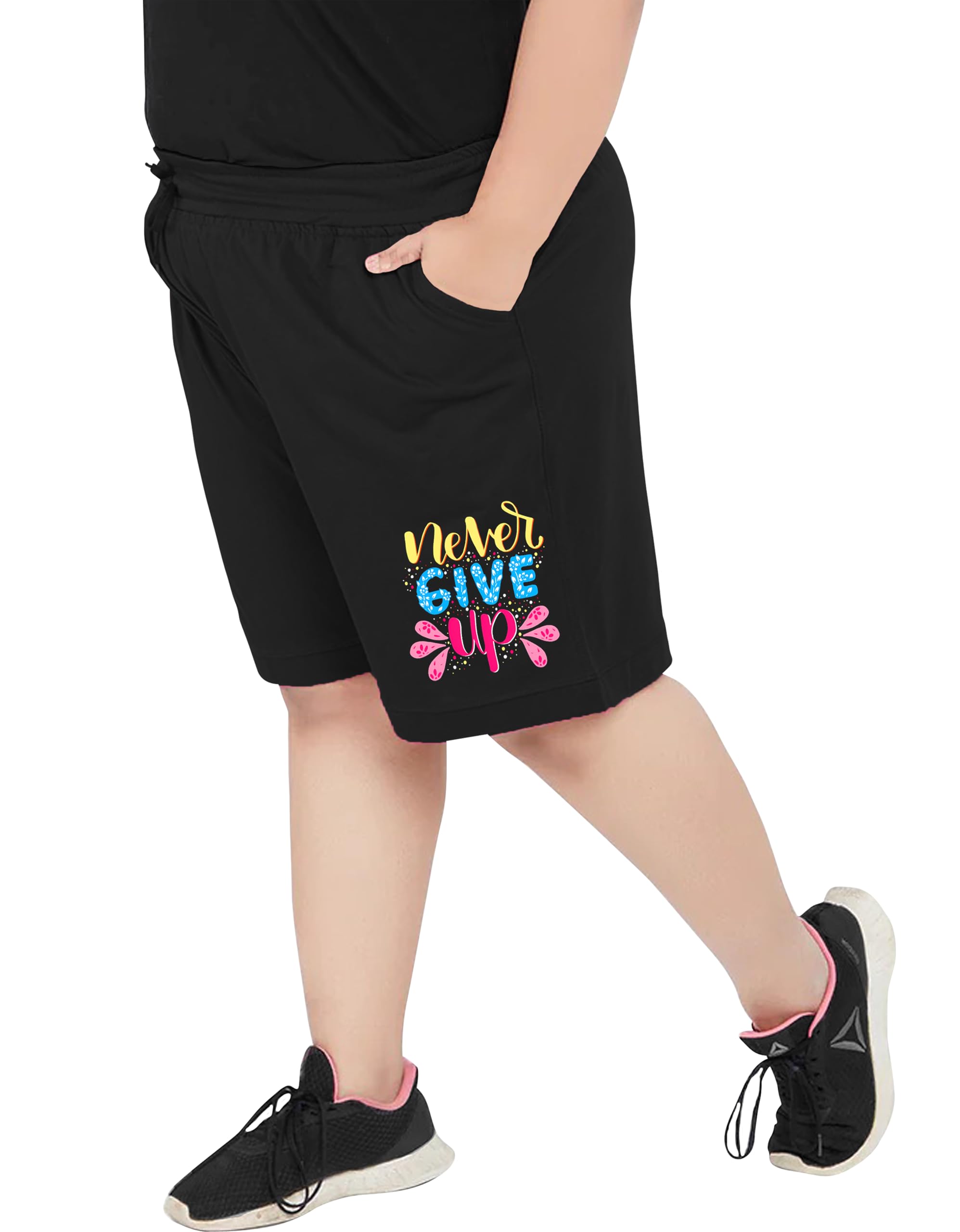 elite soul Womens Plus Size Shorts | Cotton Graphic Print | XL, 2XL, 3XL, 4XL, 5XL | Regular Fit | Yoga, Gym, Lounge & Casual-picture-57