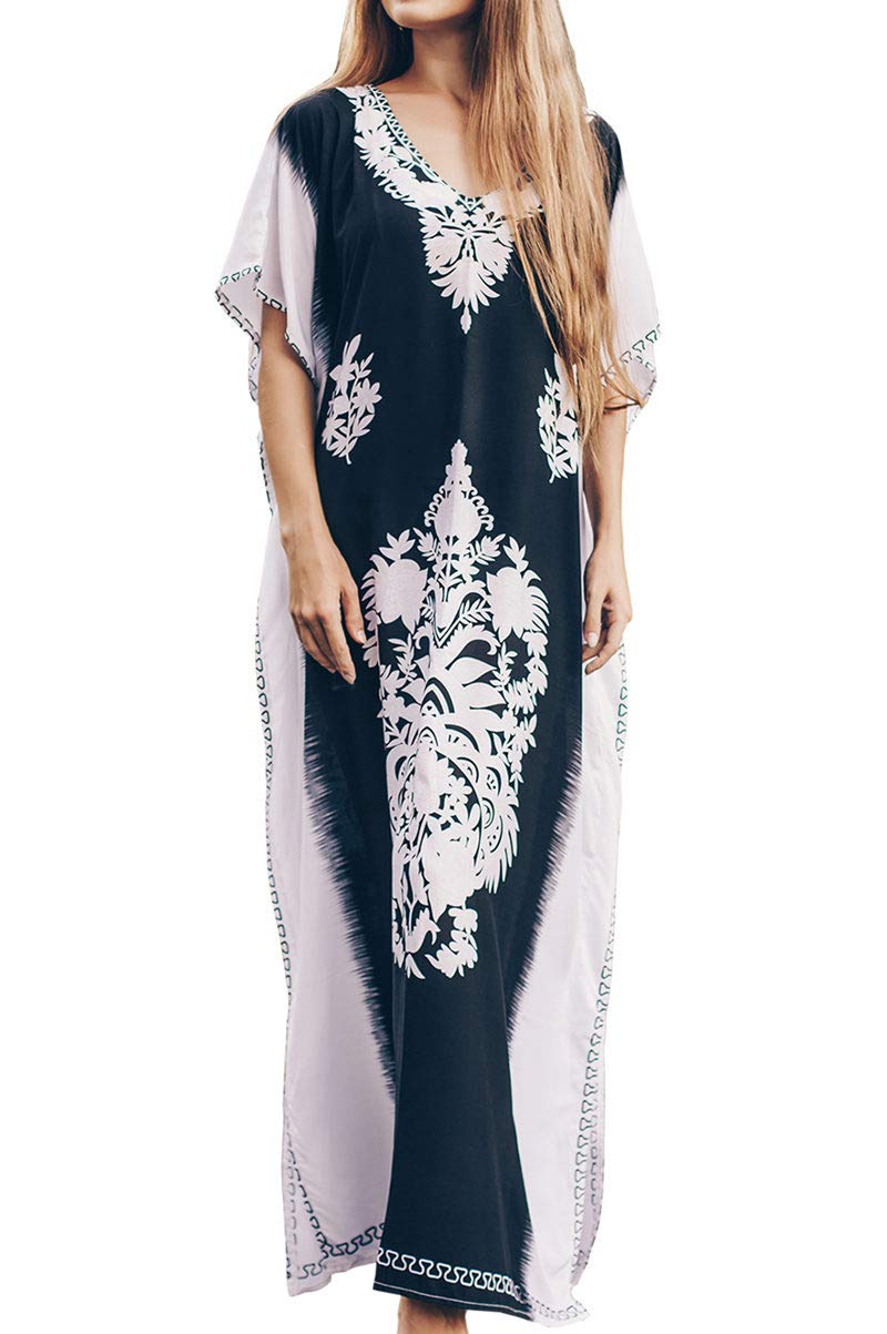 LikeJump Vestido de Playa Kaftan Kimonos Pareos Bohemia Cover Ups para Mujer