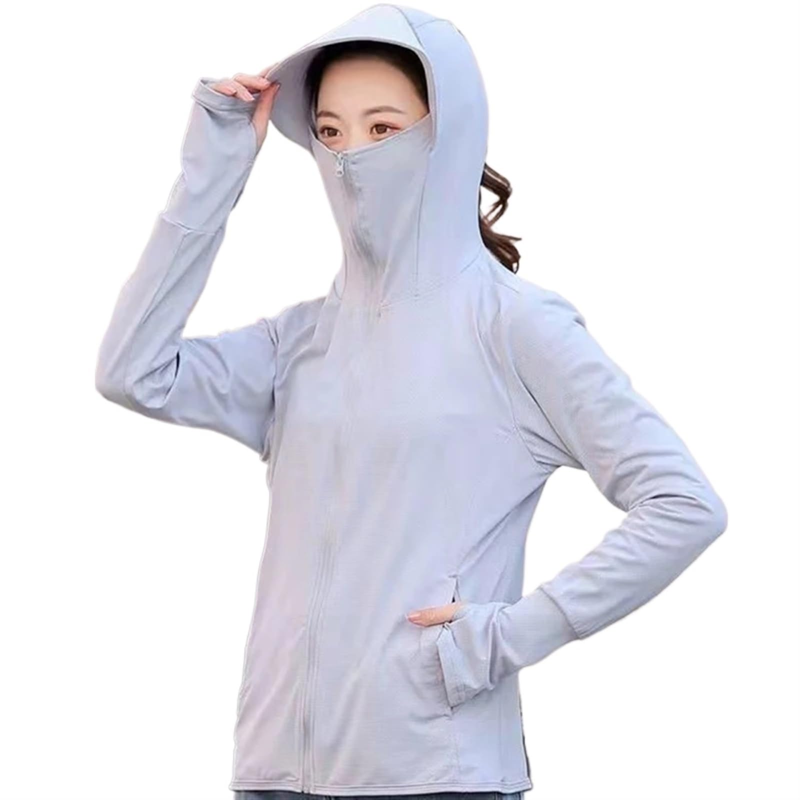 Veste Légère Femme Avec Capuche – Coton-lin, Manches Longues, Anti-UV, Poches, Pour Randonnée Et Quotidien - 9