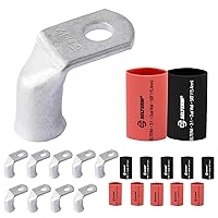 Vista 257 de SELTERM 25 piezas de lengüetas de cable de batería de cobre estañado de grado marino de 2/0 AWG de 3/8 pulgadas, terminales de anillo de calibre 00