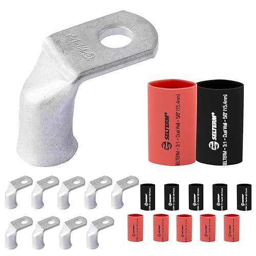 Miniatura 488 de SELTERM - Terminal en anillo de grado marino UL 2/0 AWG 3/8 pulgadas (25 uds) para batería, terminal tubular de cable eléctrico, conector calibre