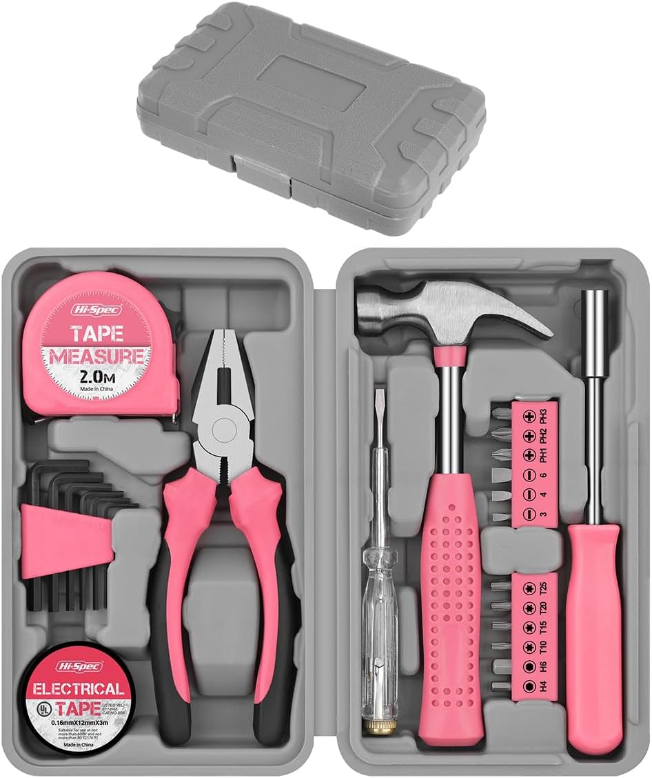24pc Pink Tool Set for Women – Mini Small Tool Kit for College Students ...
