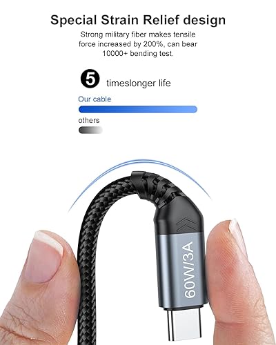 Miniatura 6 de OrmQ Cable USB C a USB C de 6.6 pies  Cable de carga USB C tipo C, cable de carga rápida USBC a USBC cable compatible con iPhone 1515 PlusProPro