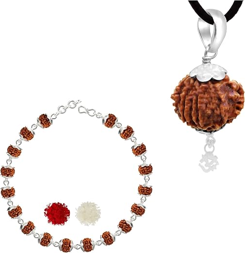 Njels™ 925 Hallmarked Handmade Dual Wire Silver Rudraksha Rakhi for Brother Silver Bracelet for Men with Extension Chain |...