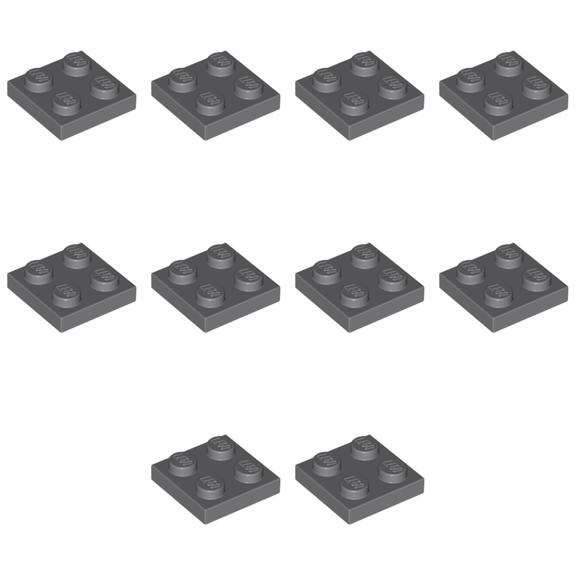 LEGO Building Plate, 2 x 2 Studs, Part 3022 (Dark Bluish Gray, 100, Bricks) — image 1