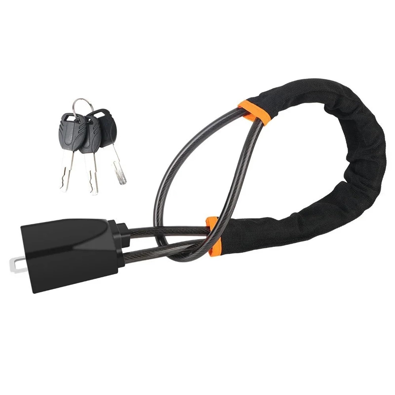 Car Anti-Theft Locks Car Steering Wheel Lock with Seat Belt Socket Steel Rope Bold Cable Handlebar Automotive Anti-Theft Vehicle Anti-Theft Device(Black)