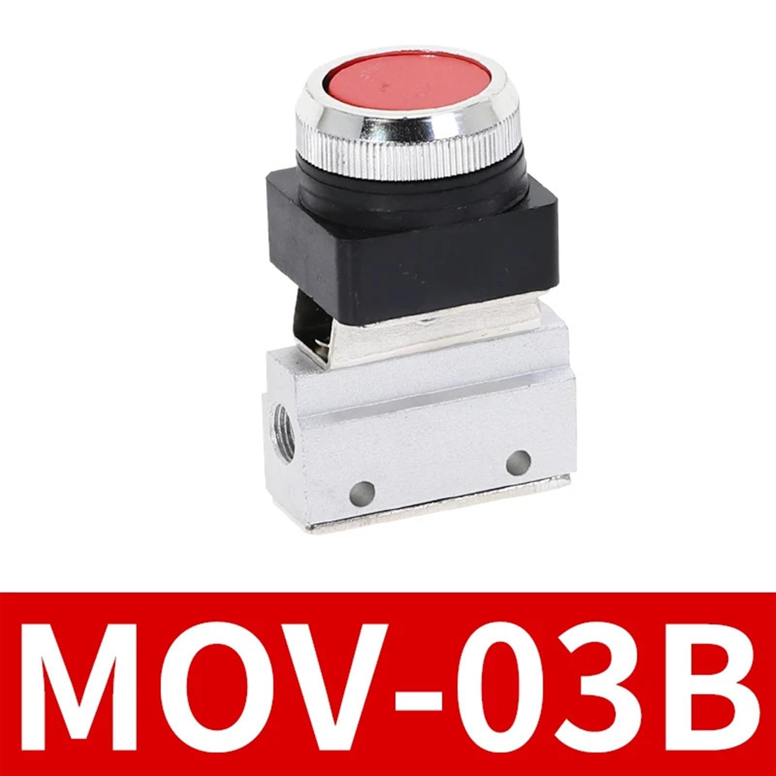 Válvula mecánica MOV-03B, rosca de 1/8 de pulgada, 2 posiciones, 3 vías, botón pulsador plano rojo y verde, válvula neumática momentánea, 1 unidad(No Fittings red)