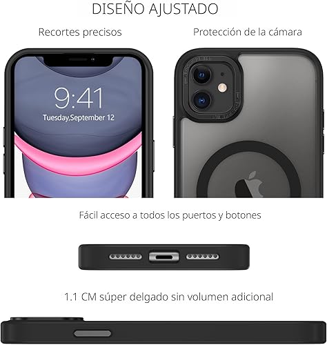 Miniatura 2 de BENTOBEN Funda magnética para iPhone 11, compatible con Mag Safe, translúcida mate, delgada, a prueba de golpes, antihuellas, para iPhone 11 de 6.1