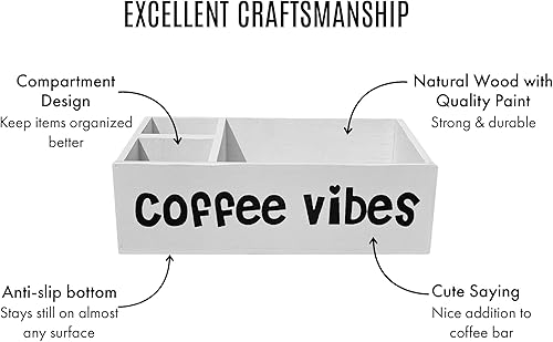 Miniatura 8 de LifeStyle Vibes Organizador de estación de café, organizador de barra de café para encimera con almacenamiento de tazas K, accesorios de estación de