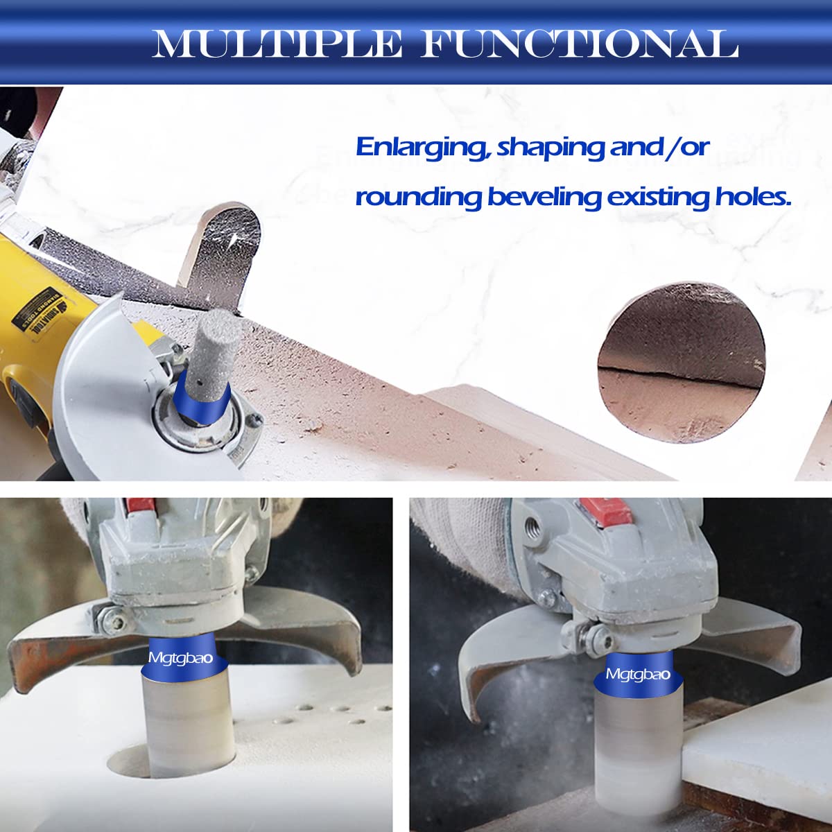 Diamond Finger Milling Bits, 138 Inch 35mm Dry Core Drill Bit for Enlarging Shaping Existing Holes of Porcelain Tile Ceramic Marble Granite Countertop Diamond Hole Saw with 5811 Thread