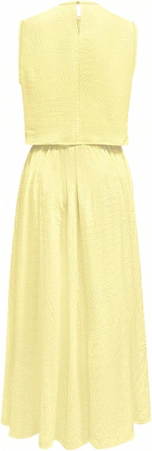 SOLY HUX Women's 2 Piece Skirt Sets Sleeveless Tank Tops and Button Front Skirt Summer Vacation Outfits - Image 2