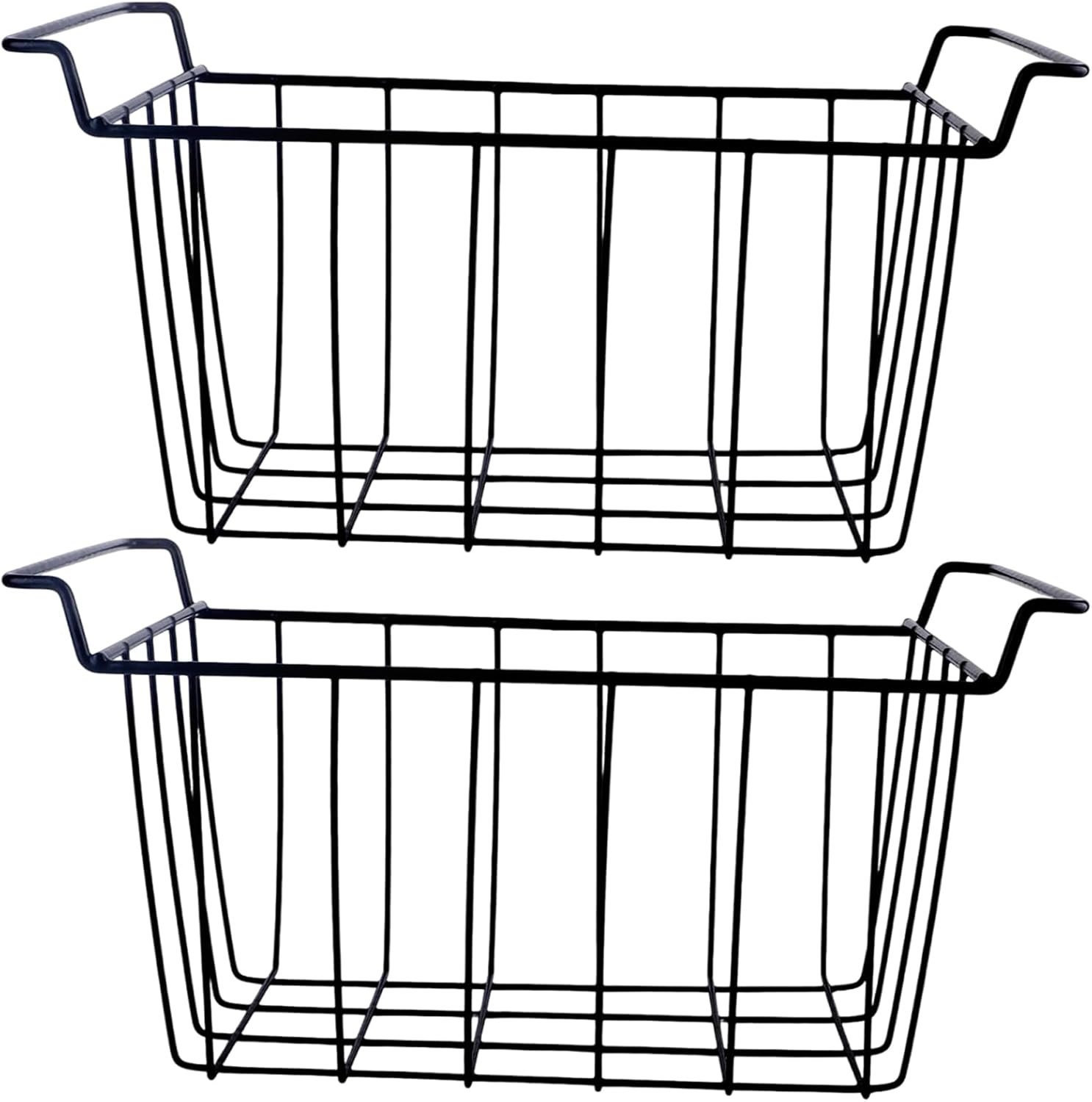 冷蔵庫バスケット2個パック 通気性のあるメタルグリッドオーガナイザー 腐食に強いコーティング 冷蔵保管用 省スペース冷凍庫コンパート