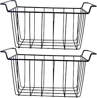 2Pcs Metal Freezer Storage Containers Without Deformable Wire Grids Baskets with Smooth Surfaces for Easy Space Saving Freezer Compartment Basket