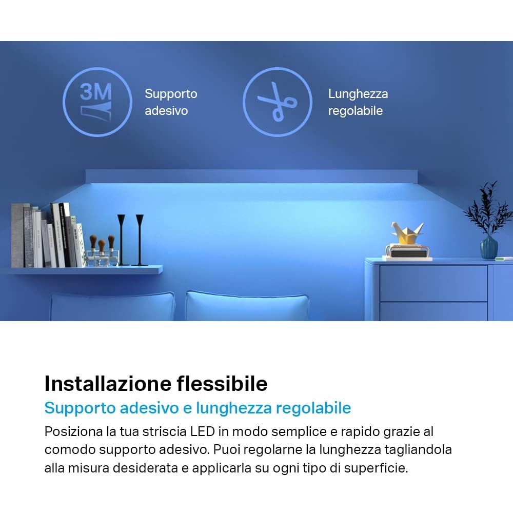 Tapo L900-5 Striscia LED Smart Wi-Fi 5m, Controllo Vocale Compatibile con Alexa e Google Assistant, Sync-to-Music, Luci LED per Casa, Bar, Festa, Accorciabile e Controllo dall'APP