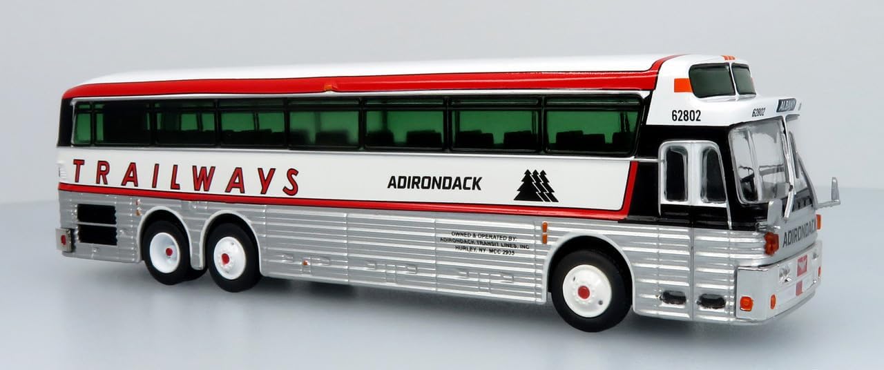Iconic Replicas Eagle 5 Intercity Bus Adirondack Trailways-New York-1/87 Scale-HO Scale Dimensions 5" Long, 1" Wide & 1" Tall New in The Box Well Detailed Both Inside and Out Rare!