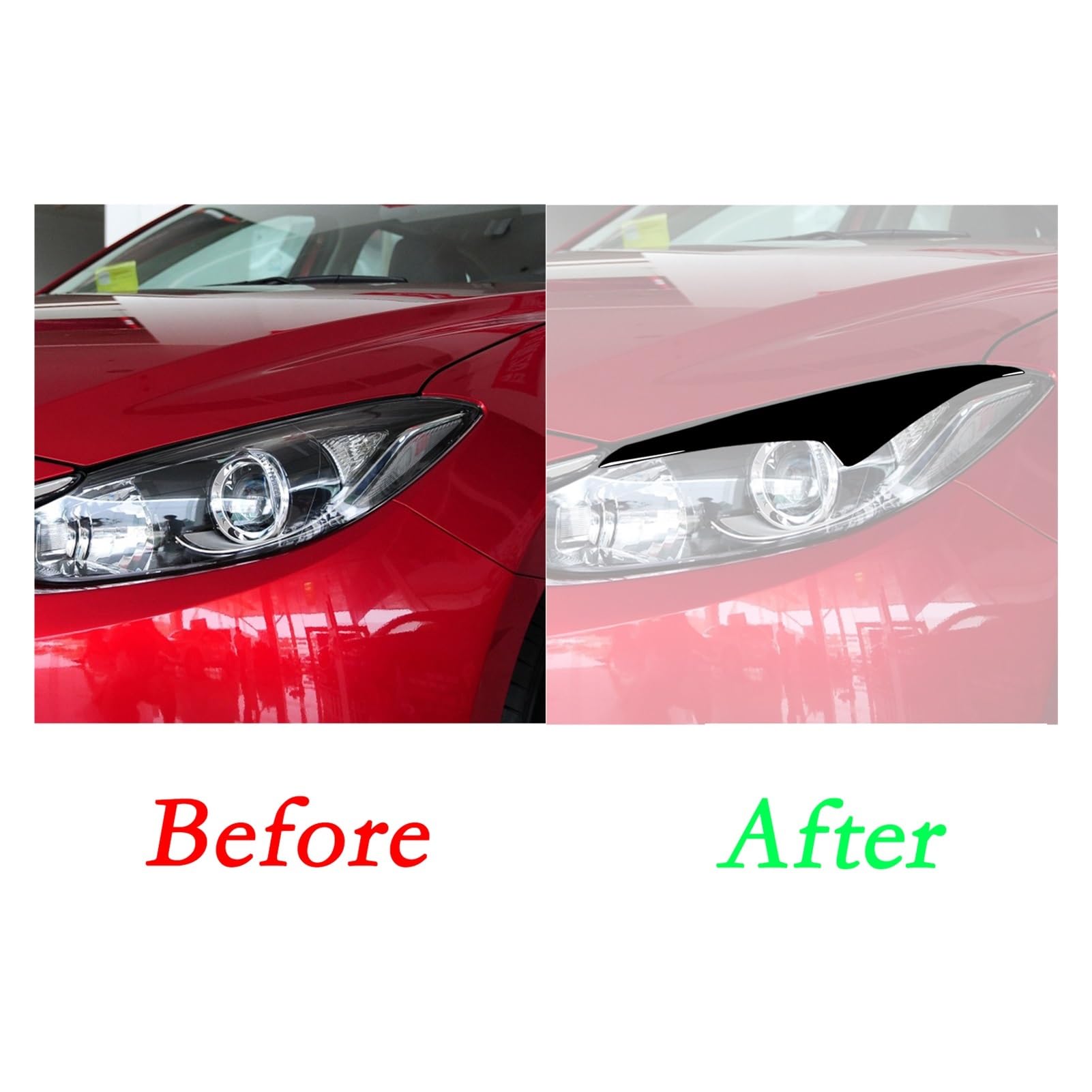 per Mazda Angkesaila 2014 2015 2016 2 Pezzi Nero Lucido Sopracciglia Palpebre fari Anteriori Kit carrozzeria Tuning Palpebre fari