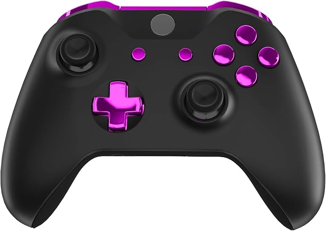 eXtremeRate LB RB LT RT Bumpers Triggers D-Pad ABXY Start Back Sync Buttons, Chrome Purple Full Set Buttons Repair Kits with Tools for Xbox One S & Xbox One X Controller (Model 1708)