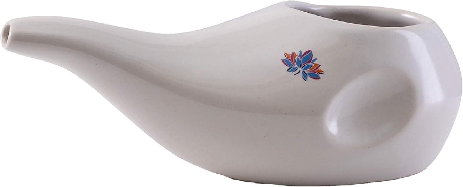 Best Rated Ceramic Neti Pot - Ergonomic Design and Hand-Made, Dove White