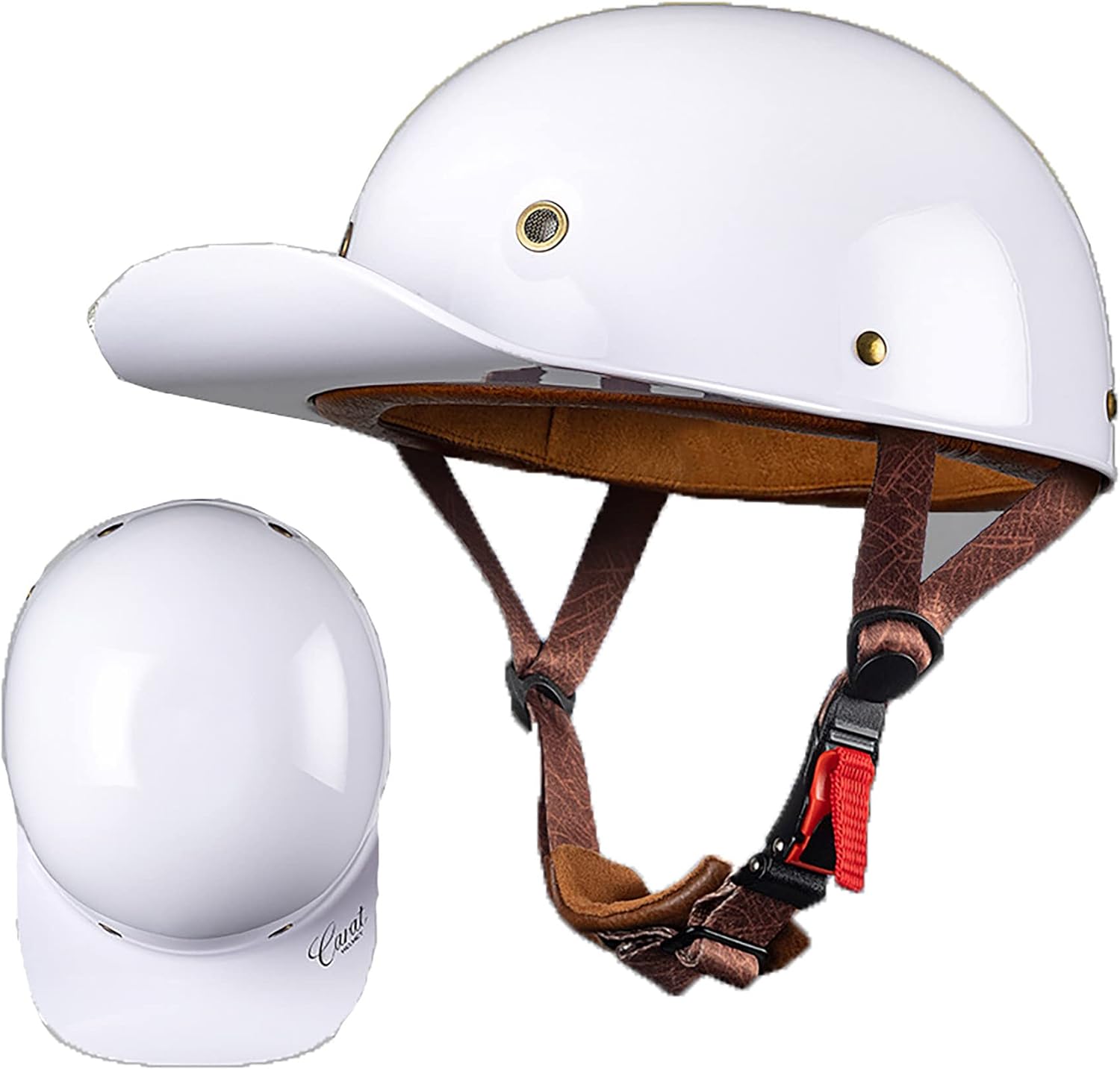 Baseball Cap Motorcycle Half Helmet Fashion Vintage Adults Open-Face DOT Approved Motorbike Helmets for Scooter Moped Cap Street Jet Style Vintage Half Open Face Helmet