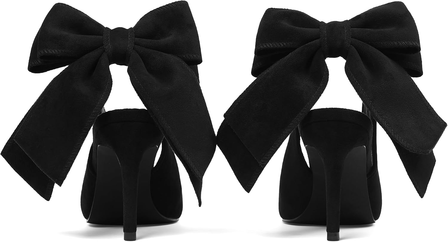 Mattiventon Slingback Heels for Women Pointed Closed Toe Bow Heels
