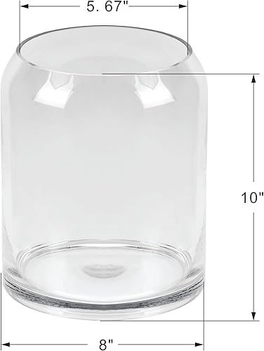 Miniatura 2 de Jarrón de vidrio transparente escandinavo hecho a mano de 10 pulgadas de alto y 8 pulgadas de ancho, florero de cristal moderno, jarrón de cristal