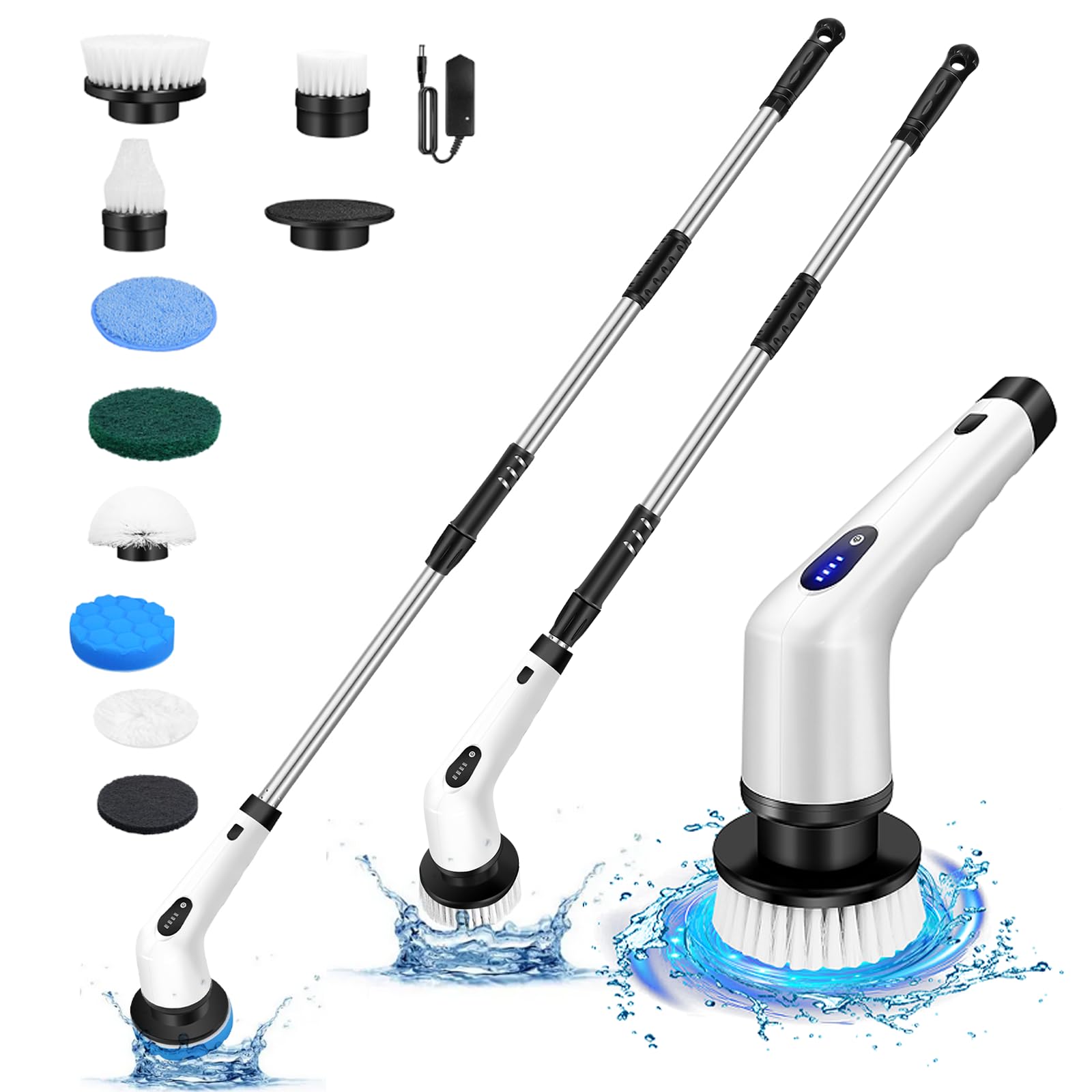 Electric Cleaning Brush Cordless Power Scrubber Variable Speed Electric Scrubbing Brush 10 Replaceable Brush Heads Floor Scrubber 2
