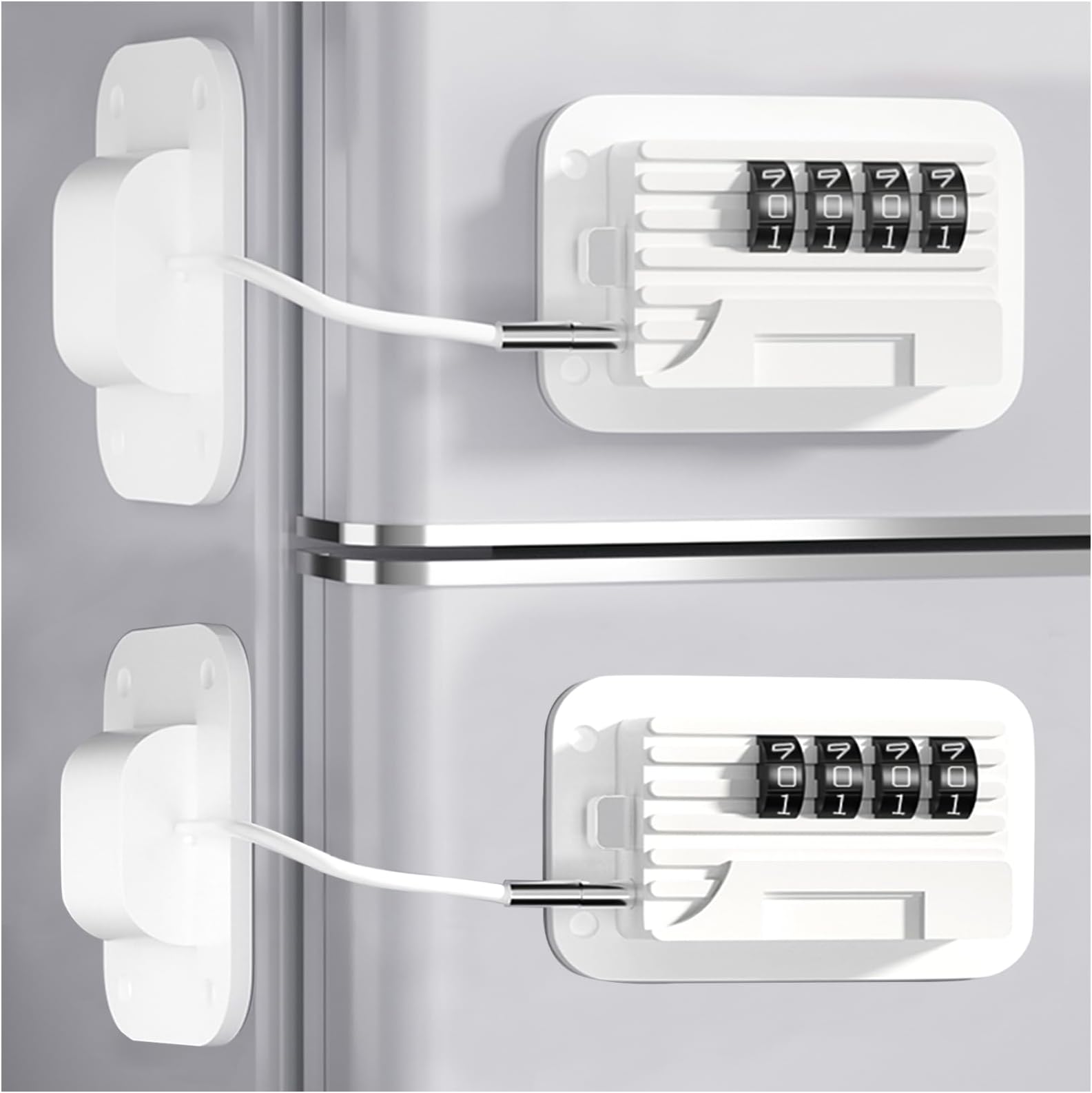 New Refrigerator Locks with Combination - 2 Pack Child Proof Fridge Locks for Kids and Aldult with 4 Code, Cabinets Safety Door Lock for Freezer and Drawers, Windows - No Tools Need or Drill
