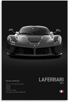 ملصقات سيارات كوراتو فاراري للجدران مطبوعات قماشية لسيارات السباق العتيقة لديكور المنزل وديكور المكتب على طراز CUnframe مقاس 12x18 بوصة و30x45 سم
