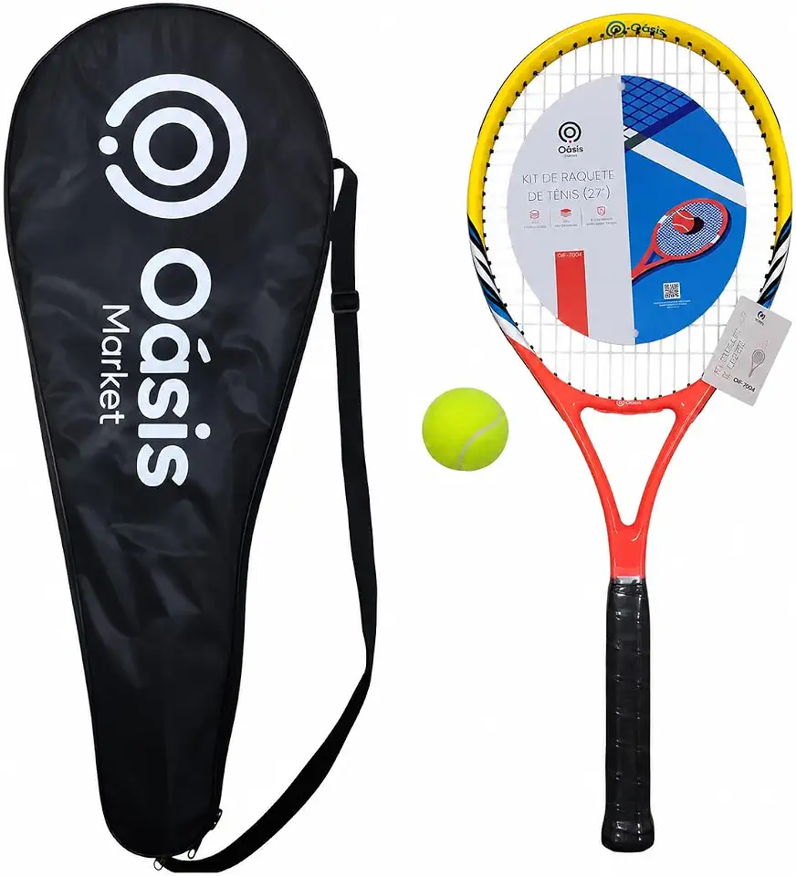 Kit Raquete de Tênis com Bola e Bolsa Oasis – Leve e Resistente, Ideal para Iniciantes e Lazer ao Ar Livre, Portátil para Praia, Parque e Quadra
