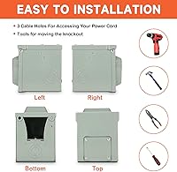 Vista 7 de WELLUCK Caja de toma de corriente de 30 amperios para RV, receptáculo RV de 125 voltios NEMA TT-30R, panel eléctrico exterior cerrado