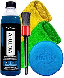 Kit Shampoo Para Motos Moto-V Vonixx 500ml Pincel Detalhamento Aplicador Espuma 2 Toalhas Karbox