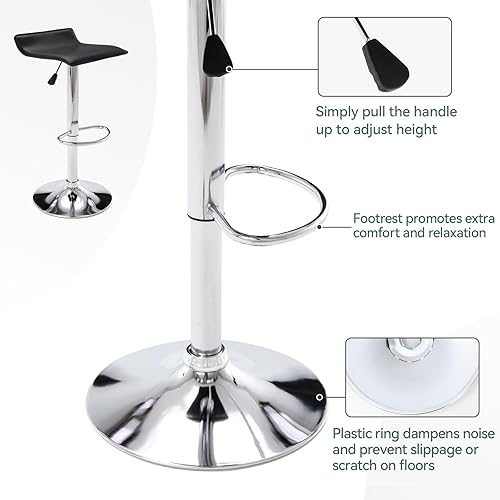 Miniatura 7 de Vogue Furniture Direct Juego de 2 taburetes de bar ajustables, modernos taburetes de bar giratorios de piel sintética para elevador de aire, silla