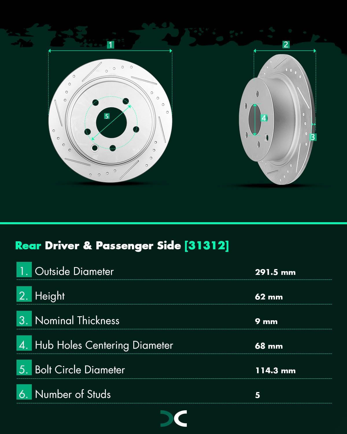 SCITOO Brake Kits - (4) Front and Rear Drilled and Slotted Brake Rotors (8) Ceramic Pads for 2007-2013 for Nissan Altima