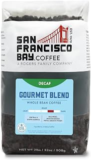 San Francisco Bay Decaf Gourmet Blend Whole Bean Coffee, Medium-Dark Roast, Swiss Water Processed, 2 lb Bag - Sustainable Arabica