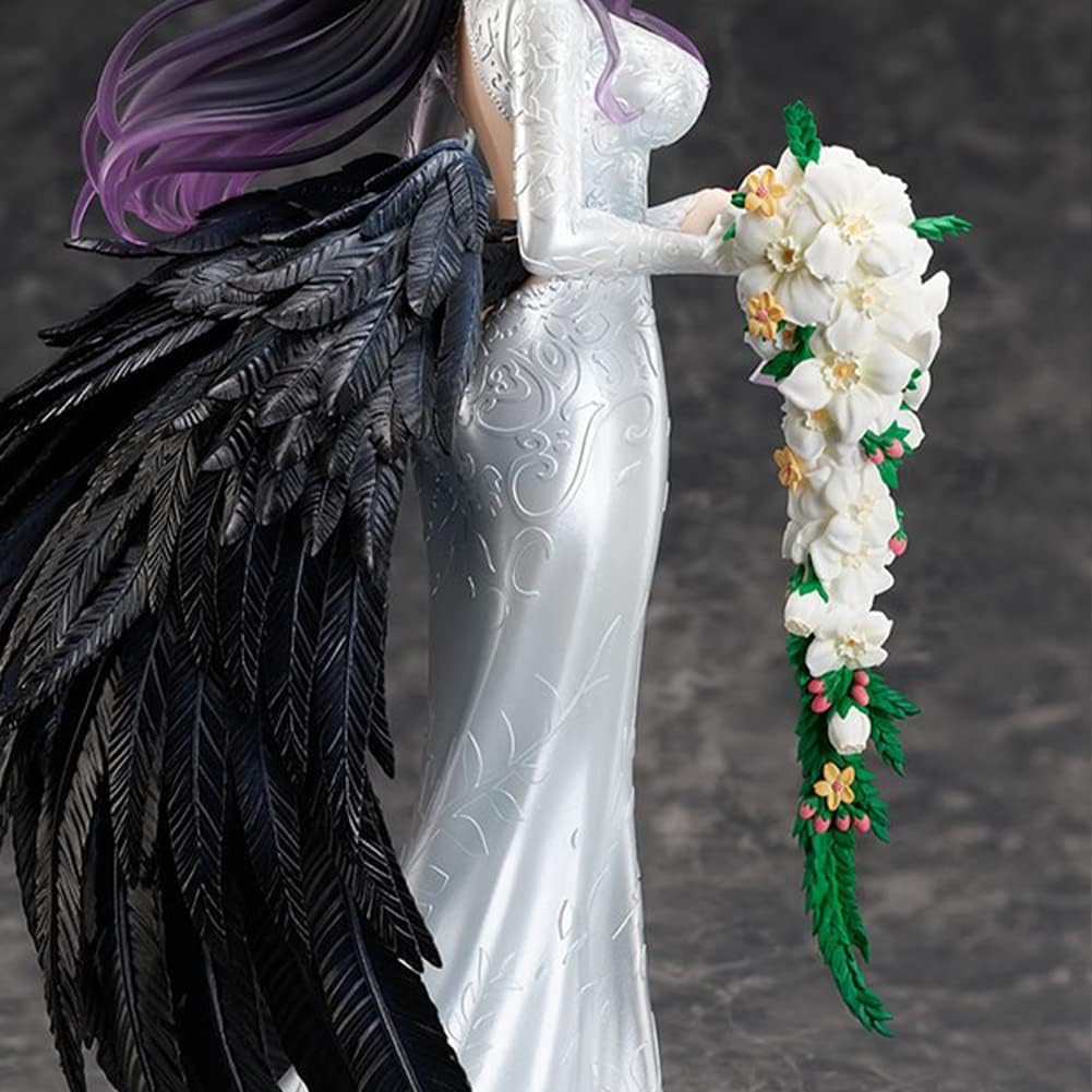 QAHEART 25cm Albedo Figure Statue Model, Big Size Anime Figure White Wedding Dress Version Albedo Figurine Sculpture, PVC Handmade Collectible Desktop Display Decoration