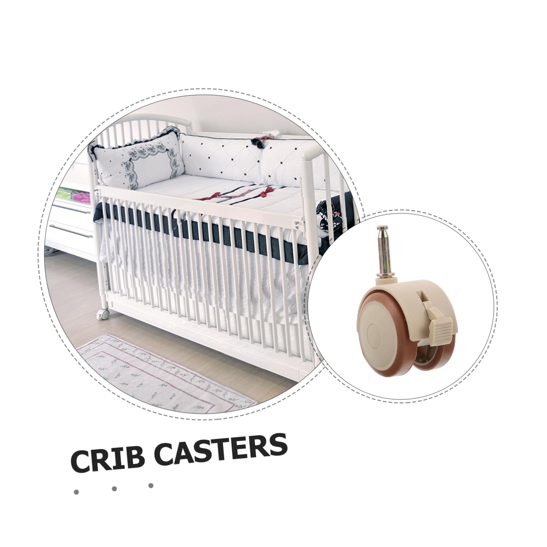 Roulettes Pivotantes en Caoutchouc Frein pour Lit Barreau Bébé, Roulettes Silencieuses à Roue Double, Adaptées pour Meubles et Chariots Beige