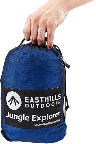 Miniatura 8 de Easthills Outdoors Jungle Explorer Hamaca doble de 118 x 79 pulgadas, paracaídas ligera, de nailon Ripstop para 2 personas con red extraíble,