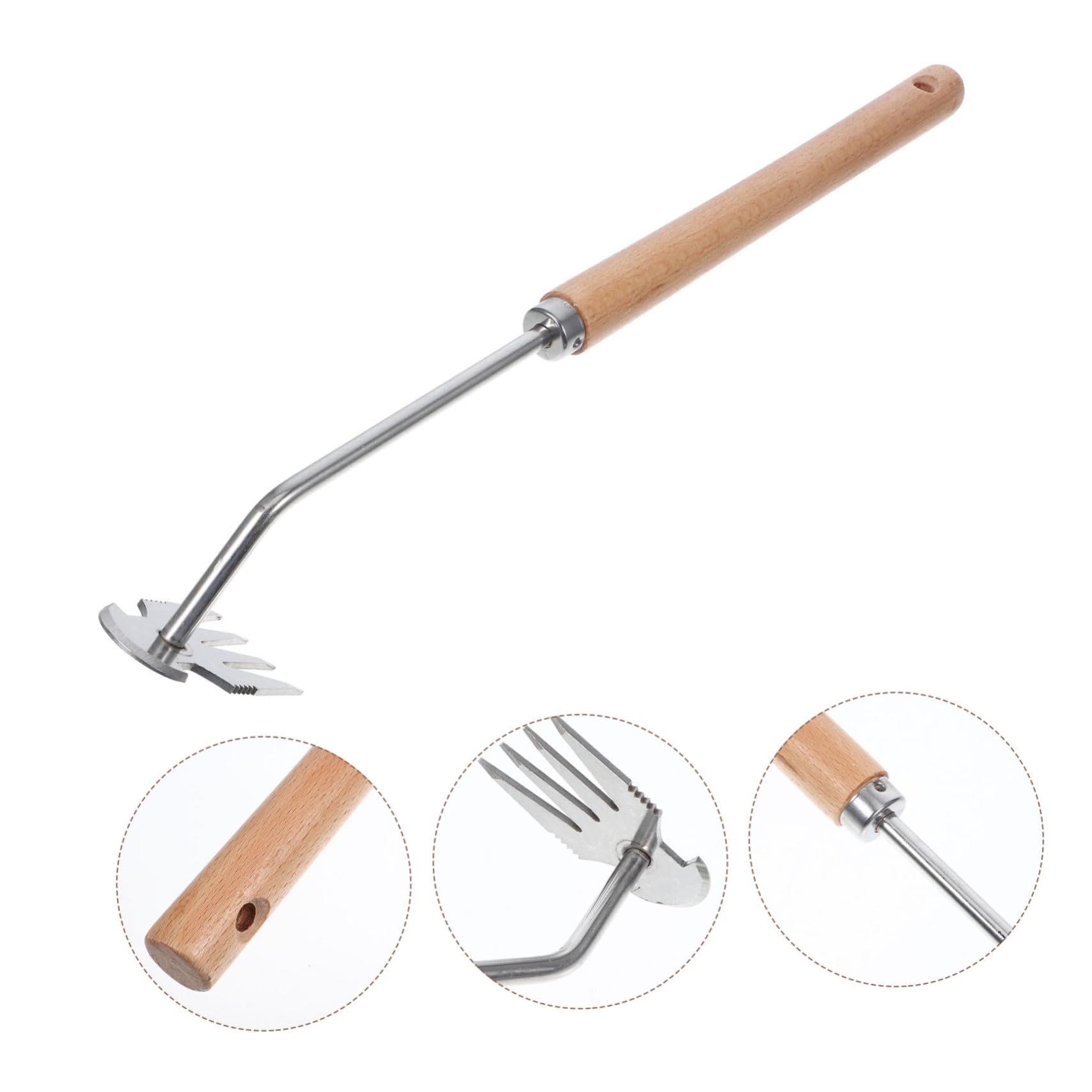 INOOMP 5stücke Gartenwerkzeug Zum Entfernen Von Unkraut Zahn Handweeder Aus Edelstahl Mit Ergonomischem Holzgriff Für Effektives Wurzeljäten Im Garten Und Dem Rasen