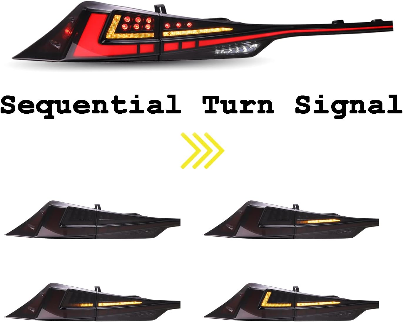 inginuity time LED Tail Lights with Trunk Lamp For Lexus 2014 2015 IS250 2016 2017 IS200t 2016-2020 IS300 2014-2020 IS350 Start Up Animation Sequential Facelift Lamps (Cannot Fit IS350C & IS250C)